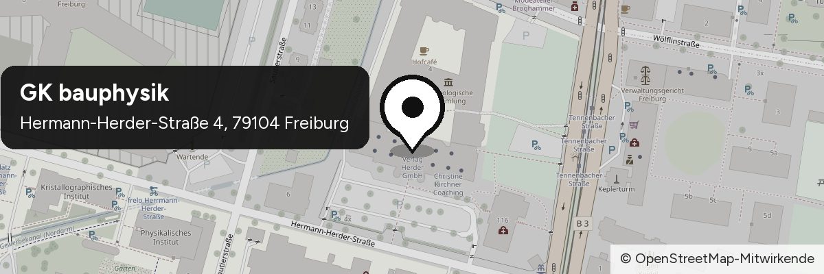 Karte: GK bauphysik, Hermann-Herder-Straße 4, 79104 Freiburg